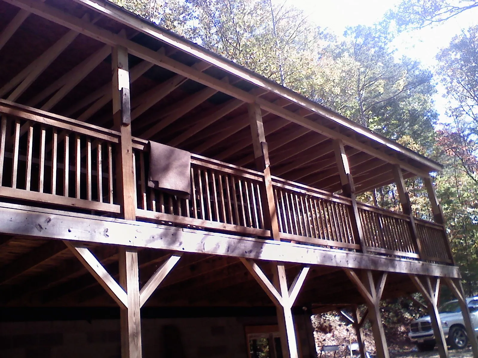 Timber framing under a new elevated porch and deck — Roof Leak Repair in Marriottsville by Roofing Brothers